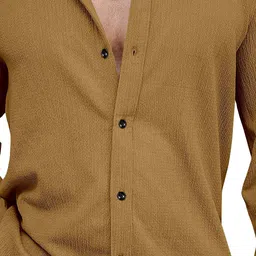 KHUSHI CREATION Textured Original Spread Collar Slim Fit Casual Shirt image 4