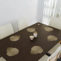 Aura Gold-Toned 6 Pieces Self-Design Leather Patta Shape Table Placemats image 5