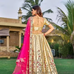 KALINI Embroidered Semi-Stitched Lehenga & Unstitched Blouse With Dupatta image 4