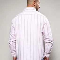 Instafab Plus Multi Stripes Striped Spread Collar Long Sleeves Cotton Shirt image 4