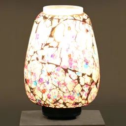 Aura White & Green Textured Glass Lamp With Wood Base image 4