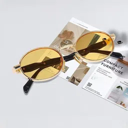 Arzonai Unisex Yellow Lens & Black Oval Sunglasses with Regular Lens MA-11211-picture-32