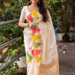 YAMUNE Women Solid Zari Banarasi Saree With Blouse Piece image 3