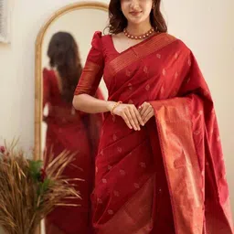 Sita Red Silk Blend Woven Design Sarees image 3