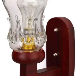 1ST TIME White & Maroon Wood Traditional Abstract Shaped Shaped Wall Lamp image 5