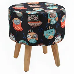 RIANCE CREATIONS 2 Pieces Black & Blue Printed Round Shape With Hidden Storage Ottomans image 3