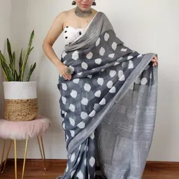 Pinkcity Trade World Grey Pure Cotton Ikat Sarees-image-75