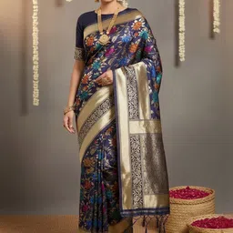 Anouk Rustic Floral Zari Silk Blend Banarasi Saree-picture-27