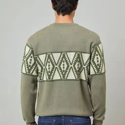 Duke Men Geometric Self Design Pullover Sweater image 4
