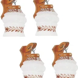 SOMIL Brown & White 4 Piece Printed Wood Cylinder Shaped Wall Lamp-picture-15