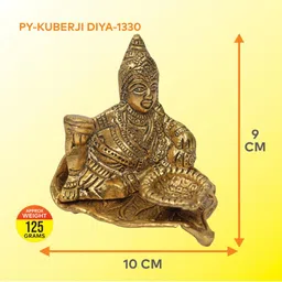 POSHIFY Gold Toned Metal Lord Kuber Diya image 4