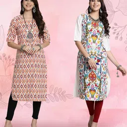 Ethnic basket Women Pack Of 2 Multicoloured Crepe Kurtas-picture-10