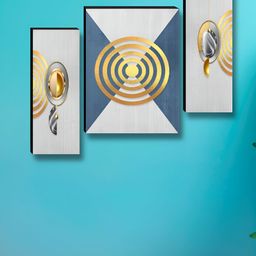 Aura White & Gold-Toned 3 Pieces Abstract Wall Paintings-picture-38
