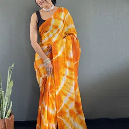 KALINI Tie and Dye Zari Embellished Sequinned Pure Georgette Ready to Wear Saree image 3