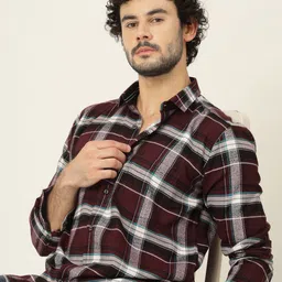 JADEBERRY Men Classic Slim Fit Tartan Checks Opaque Checked Casual Shirt-image-10