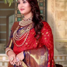 AKSH FASHION Red Silk Blend Sarees-image-19