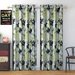 Galaxy Home Decor Green Set of 2 Floral Long Door Curtain-image-22