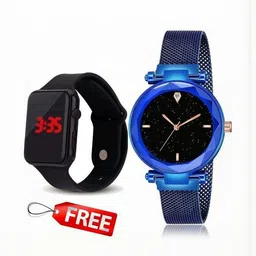 WATCHSTAR Women Dial & Stainless Steel Straps Analogue Watch Mag Blue&LED V5 -V1-image-41