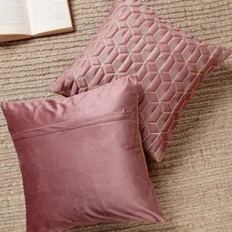 tanlooms Gajari Color Geometric Design Velvet Cushion Cover Set of 5 image 2