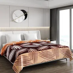 Monte Carlo Brown & White Geometric Printed Mild Winter 550 GSM Double Bed Blanket-picture-19