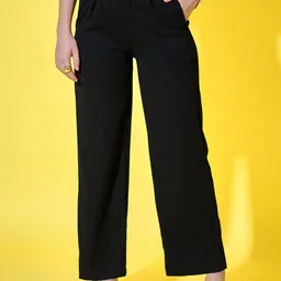BUY NEW TREND Women Comfort High-Rise Wrinkle Free Pleated Trousers-picture-39
