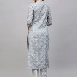 GoSriKi Ethnic Motifs Printed Mandarin Collar Straight Kurta With Trousers image 4