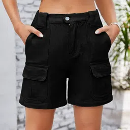 Oh Rare Women High-Rise Cargo Denim Shorts-picture-2