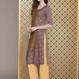 SZN Women Coffee Brown Crepe Kurtas image 4
