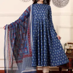 ARADHNA Women Ethnic Motifs Printed Panelled Kurta with Trousers & With Dupatta image 5