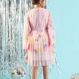 Peppermint Floral Print Flared Sleeve Net Fit & Flare Dress image 5