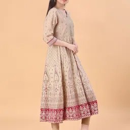 V-Mart Women Printed Mirror Work Anarkali Kurta image 3