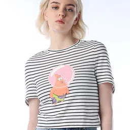 ONLY Women Spongebob Striped Round Neck Pure Cotton T-shirt-picture-48