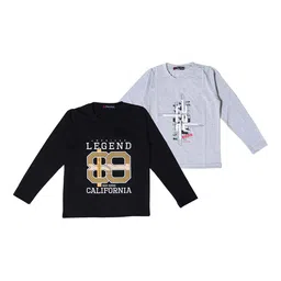 NeuVin Kids Pack of 2 Typography Printed Round Neck T-shirts-picture-34