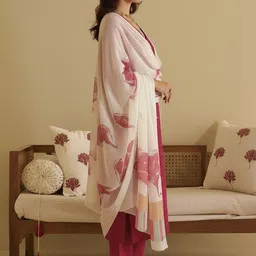 Anni Designer Women Ethnic Motifs Printed Regular Thread Work Kurta with Trousers & With Dupatta image 4