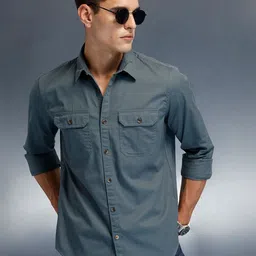 WROGN Men Slim Fit Solid Spread Collar Cotton Casual Shirt-picture-36