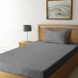 Myntra Elegant Homes Grey 300 TC Single Bedsheet with 1 Pillow Covers-image-26