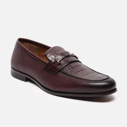Louis Philippe Men Textured Leather Loafers-image-49