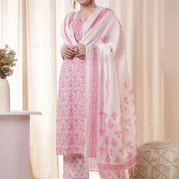 Anouk Women Ethnic Motifs Printed Cotton Kurta with Trousers & Dupatta-picture-20