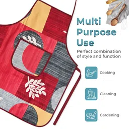 Aura Red Printed Waterproof Apron With Front Pocket image 3