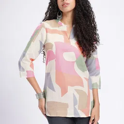 Anouk Rustic Abstract Printed Mandarin Collar Straight Kurti image 5