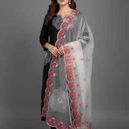 Sangria Women Embroidered Ethnic Dupatta With Scalloped Border-picture-32
