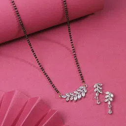 GILHER Silver-Plated Artificial Stones Studded And Beaded Mangalsutra-picture-20