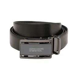 United Colors of Benetton Men Textured Leather Formal Belt image 4
