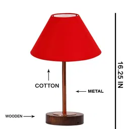 Devansh Red Wood Frusturical Shaped Table Lamp image 4