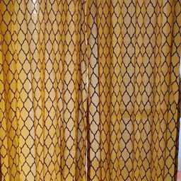 Trance Home Linen Mustard & Blue Set of 4 Geometric Long Door Curtain image 4