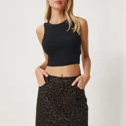 Happiness istanbul Animal Printed Straight Mini Skirt-image-35