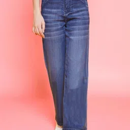 KATLINE Women Smart Straight Fit High-Rise Light Fade Stretchable Jeans-image-53