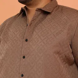 Instafab Plus Geometric Self-Design Comfort Relaxed Fit Cotton Shirt image 3