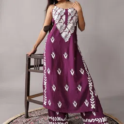 Women Woven Design Embroidered Kurta with Palazzos-image-64