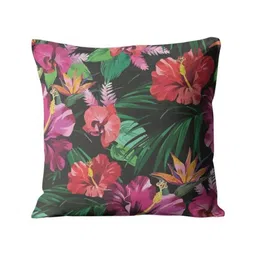 THEYAYACAFE Green & Pink Set of 2 Floral Velvet Square Cushion Covers image 4